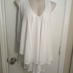Women's White V-Neck Layered Chiffon Camisole